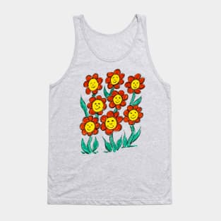 Happy Face Flowers watercolor Tank Top